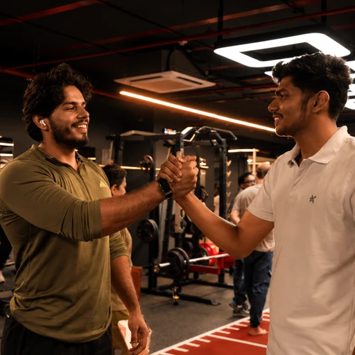 Two COREO members connecting after a workout